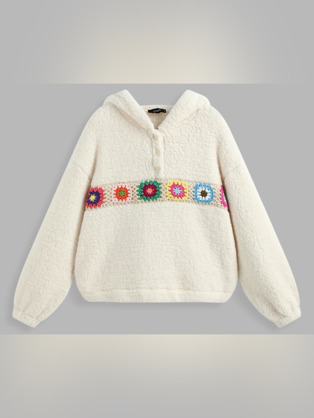 NWT - Cider Fleece Floral Crochet Hoodie